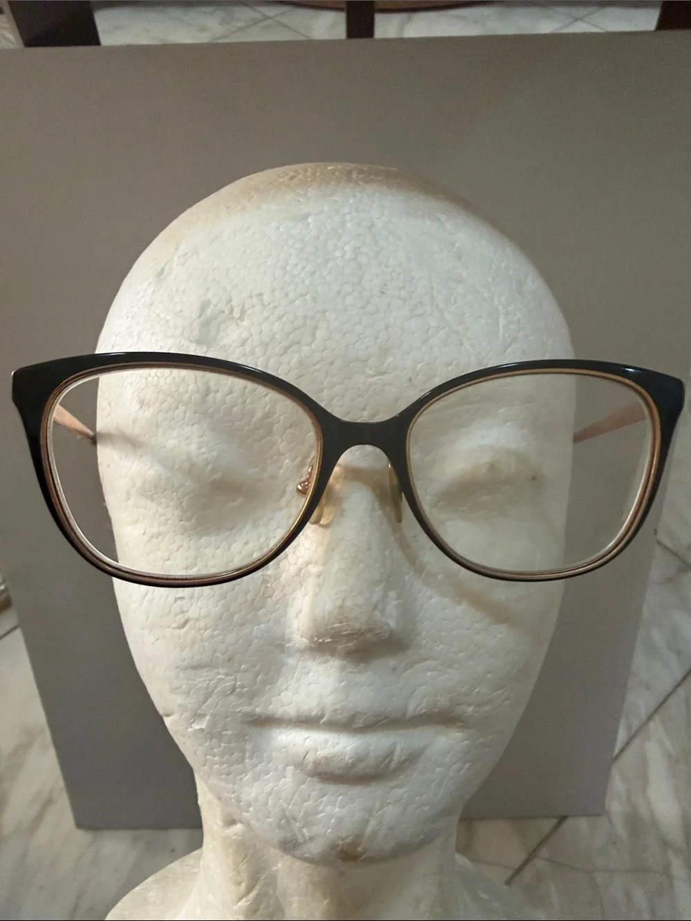 Tiffany & Co Black and Rose Gold Cat-Eye Glasses with Aqua Temples made in Italy